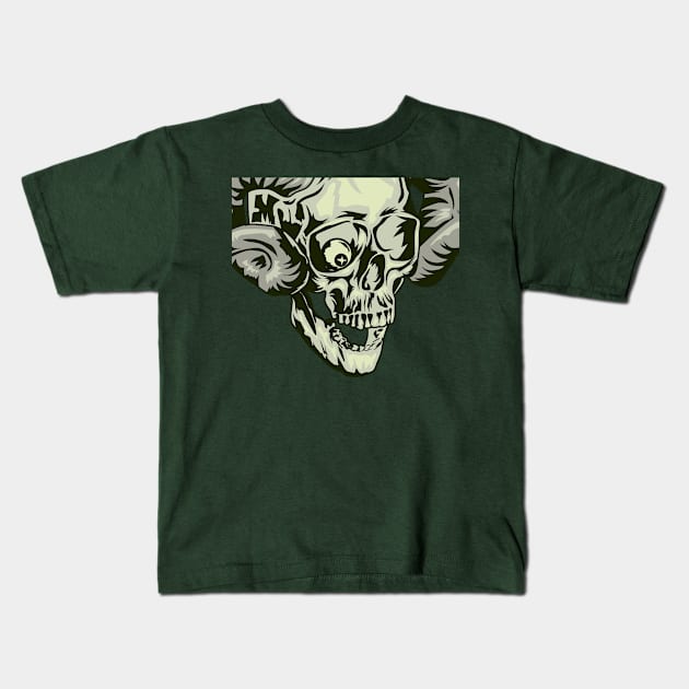 evil skull demon laughing (horned skull mask) Kids T-Shirt by supersonic.std